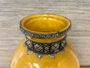 Yellow Vase With Metal Detail