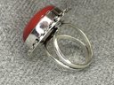 Fabulous Brand New 925 / Sterling Silver Cocktail Ring With High Polished Carnelian - Very Pretty Ring !