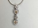Fabulous Yellow & White Topaz Pendant With Diamond Cut Sterling Silver / 925 Snake Chain - Fully Adjustable
