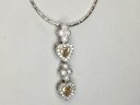 Fabulous Yellow & White Topaz Pendant With Diamond Cut Sterling Silver / 925 Snake Chain - Fully Adjustable