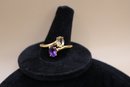 925 Sterling And Gold Overlay With Purple And Yellow Stones Signed 'STS' Chuck Clemency Ring Size 10