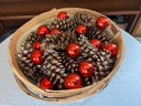 Stunning Display Of 27 Pinecones In A Birchbark Basket