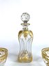 Moser Holmegaard Pinched Glass With Gold Filigree Detail Decanter And Bowl Set *