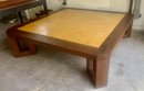 Extraordinary Very Large Hammered Wood And Marble Inlaid Coffee Table