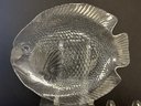 Fish Glass Platters And Shell Napkin Rings