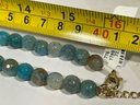 Nieman Marcus Dyed Hard Stone Beaded Necklace Having 'tooth' Formed Pendant