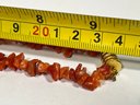 Antique Red Branch Coral Necklace Having Gold Tone Barrel Clasp 18' Long