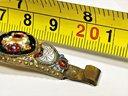 Antique Italian Micro Mosaic Glass And Gilt Brass Link Bracelet Floral Motif