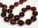 Knotted Antique Brown Glass Beaded Necklace 40' Long