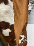 Cool, Custom Real Cowhide Queen-sized Box Spring Cover (Cognac/White)