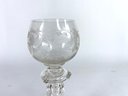Etched Crystal Goblet With Graduated Disc Stem And Spiked Rosettes