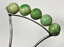 Sterling Silver Hair Comb Having Jade Hard Stone Beads