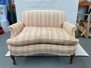 Good Bones: Traditional, Vintage Settee Couch With Queen Anne Style Wooden Carved Legs
