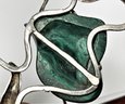 Hand Crafted Sterling Silver Studio Malachite Necklace 22' Long