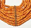 Victorian 14K Gold Genuine Coral Beaded Collar Choker Necklace 13 1/4'