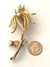 Vintage Gold-Tone Floral Pin Brooch With Faux Pearls