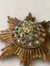 Vintage Sunburst-shaped Rhinestone Pin Brooch