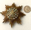 Vintage Sunburst-shaped Rhinestone Pin Brooch