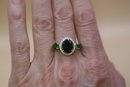 10K Yellow Gold With Green And Clear Stones Ring Size 11.5 Tested And Marked