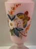 Pink Bristol Vase With Hand Painted Flowers And Butterfly