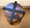 Metal Wrapped Wood Base Occasional Table