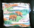 Deer Bear Ram Log Cabin Theme Throw Pillow
