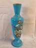 Antique Victorian Bristol Blue Enamel Painted Vase