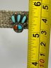 Sterling Silver Turquoise Coral Face Clip Earrings Zuni Southwestern Native American