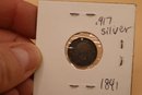 1841 East India Company Two Annas .917 Silver Coin With Hole