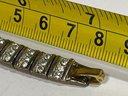 Fine Gold Tone White Rhinestone Bracelet About 7' Long