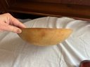 Hand-Carved Antique Wooden Bowl With Faux Fruit