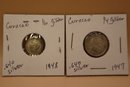 1947 And 1948 .640 Silver Curacao Gilden Coins