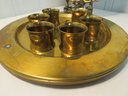 6 Crate & Barrel Brass Chargers With Brass Napkin Rings