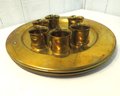6 Crate & Barrel Brass Chargers With Brass Napkin Rings