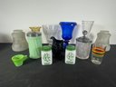 LOT OF VINTAGE GLASSWARE, JADEITE, LAMPSHADES, AND MORE