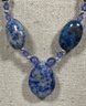 Purple Crystal Beaded Necklace Having Lapis Stones 19' Long