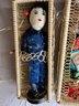 Vintage Chinese Cloth Body Embroidered Doll With Numerous Silk Outfits & Case