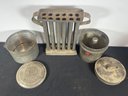 ANTIQUE 12 CANDLE MOLD AND A TOLEWARE BUNDT BUCKET AND A TOWLE LUNCHBOX