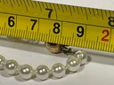 Gold Tone Vintage Faux Pearl And White Stone Necklace Choker 15' Long