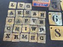 ANTIQUE BRASS LETTER AND NUMBER STENCILS, JACOBS BROS MARKET ST. BOSTON