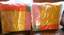 Pair Of Suede Color Block New Throw Pillows