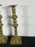 12' TALL HEAVY BRASS ANTIQUE CANDLE STICKS