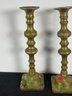 12' TALL HEAVY BRASS ANTIQUE CANDLE STICKS
