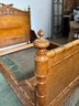An Antique French Burl Wood And Faux Rattan Bedstead - 3/4 Bed