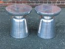 Awesome Pair Of MCM / Mid Century Modern Style Cast Aluminum Side Tables / Stands - WOW ! Great Look !