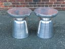 Awesome Pair Of MCM / Mid Century Modern Style Cast Aluminum Side Tables / Stands - WOW ! Great Look !