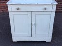 Wonderful Antique (1880) Country Cottage Pine Wash Stand With Amazing Old Pale Green Paint & Glass Knobs