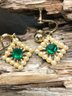 Beautiful Victorian Set With Green Stone & Faux Pearls