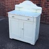 Wonderful Antique (1880) Country Cottage Pine Wash Stand With Amazing Old Pale Green Paint & Glass Knobs