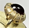 Vintage Gold Tone Eisenberg Ice Amber Colored Cabochon Stone Ring Size 5